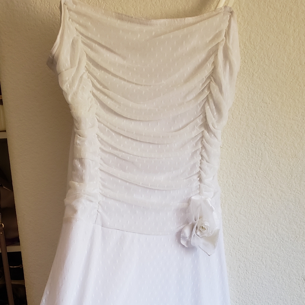 White Sheer Polka Dot Dress